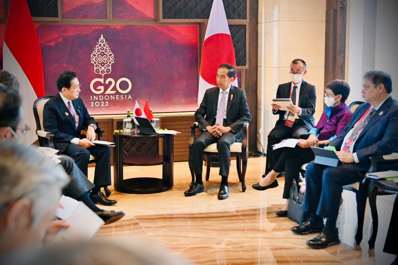 Pertemuan bilateral Presiden Jokowi bersama Perdana Menteri Jepang Fumio Kishida di Bali, (14/11) 
