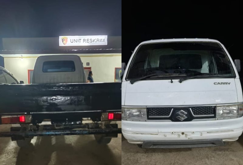 Barang bukti satu unit kendaraan roda empat Suzuki Carry diamankan di Polsek Nibung Polres Muratara