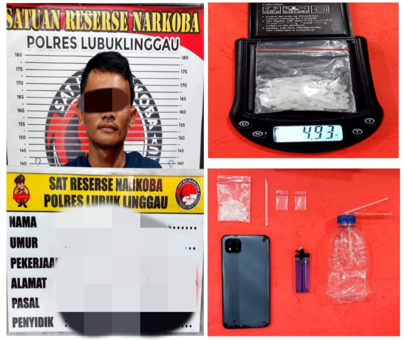 Terduga tersangka pengedar sabu yang merupakan residivis beserta barang bukti diamankan ke Polres Lubuklinggau