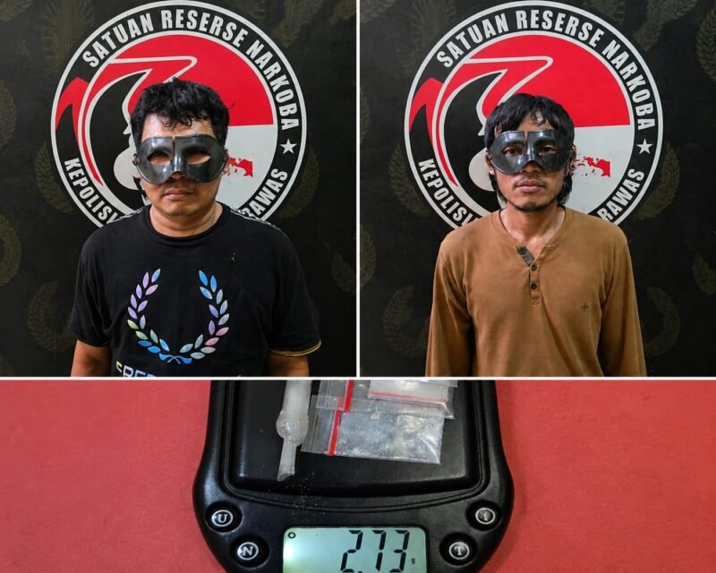 Dua orang tersangka beserta barang bukti yang diamankan Satnarkoba Polres Musi Rawas