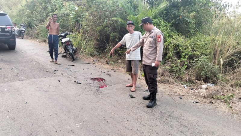 Tempat kejadian perkara (TKP) lakalantas dua sepeda motor di Desa Pelawe, Kecamatan BTS Ulu Cecar, Kabupaten Musi Rawas